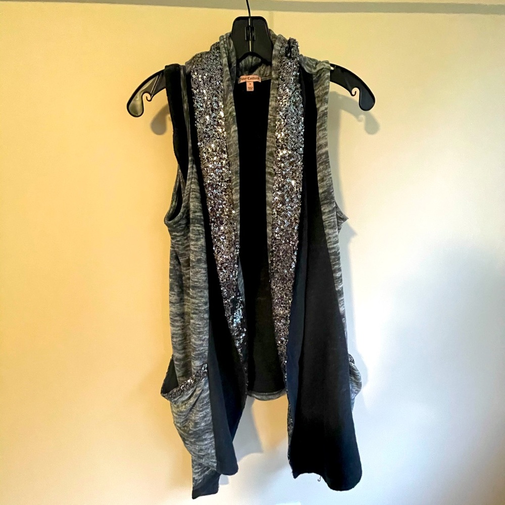 Gently used Juicy Couture Open Sequin Vest Size Small